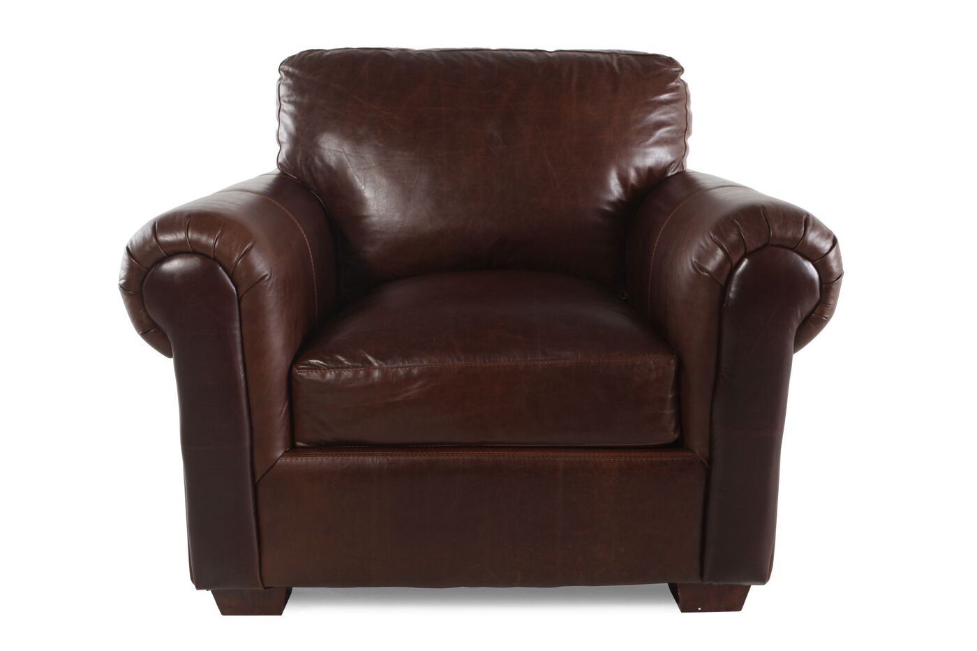 Rolled Arm Chair in Dark Russet Brown Mathis Brothers
